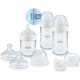 NUK Nature Sense Coffret de biberons en verre, 0-6 mois, 3 biberons, 2 tétines, Sucette Genius, Blanc, 6 unités