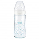 NUK Biberon Serenity+ - Col large - En verre - Contrôle de température - 240 ml - 0-6 mois