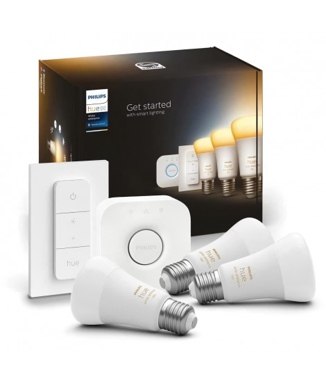 PHILIPS Hue White Ambiance Kit de démarrage ampoule LED connectée - E27 x3 et télécommande Hue