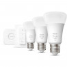 PHILIPS Hue White Kit de démarrage ampoule LED connectée 9,5W - E27 x3 et télécommande Hue