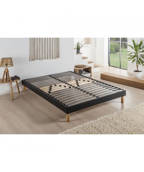 DEKO DREAM SOMKIT Sommier en Kit 140x190 cm - 20 lattes - Gris anthracite - Réglable