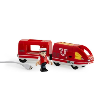 Train de Voyageur Rechargeable BRIO - Circuit de train en bois - Ravensburger - Rouge - Mixte des 3 ans