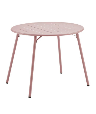 Table de jardin ronde - Rose - Métal - D 90 x 73 cm