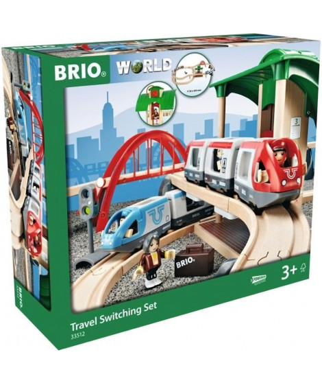 Circuit Plateforme Voyageurs - BRIO - Coffret complet 42 pieces - Train en bois - Des 3 ans
