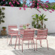 Lot de 4 fauteuils de jardin - Acier - Rose