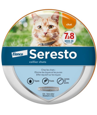 Seresto Chat Collier Anti-Puces et Anti-Tiques 1 unité - Protection 7a 8 mois