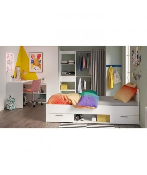 Chambre complete enfant Lila - Lit + bureau + dressing - Blanc - DEMEYERE