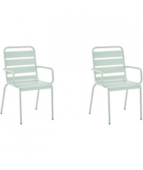 Lot de 2 fauteuils de jardin - Acier - Vert Céladon