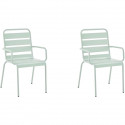 Lot de 2 fauteuils de jardin - Acier - Vert Céladon