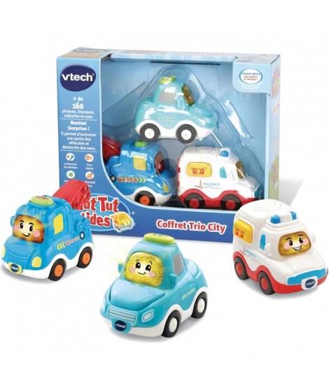 VTECH - Tut Tut Bolides - Coffret Trio City (Berline + Dépanneuse + Ambulance)