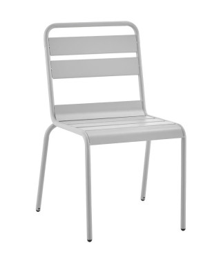 Lot de 4 chaises de jardin - Acier - Gris