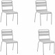 Lot de 4 chaises de jardin - Acier - Gris