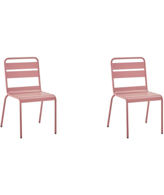 Lot de 2 chaises de jardin - Acier - Rose