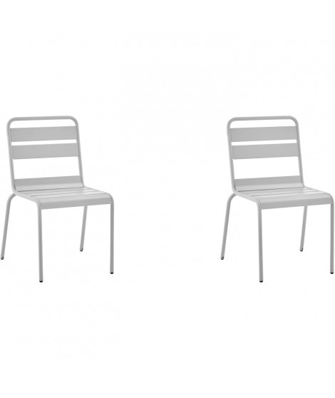 Lot de 2 chaises de jardin - Acier - Gris