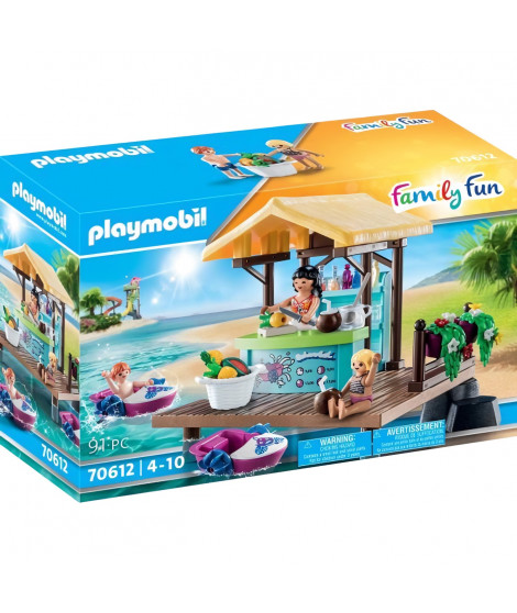 PLAYMOBIL - 70612 - Bar flottant et vacanciers - Accessoires inclus - Pour enfants a partir de 4 ans