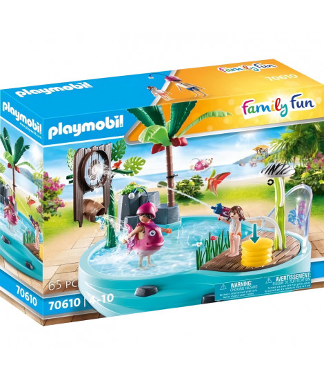 PLAYMOBIL - 70610 - Piscine avec jet d'eau en plastique pour enfants de 4 ans et plus