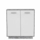 Petit buffet - Meuble de rangement PILVI - 2 portes - Blanc et béton clair - L 82,9 x P 34,2 x H 88,1 cm