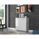 Petit buffet - Meuble de rangement PILVI - 2 portes - Blanc et béton clair - L 82,9 x P 34,2 x H 88,1 cm