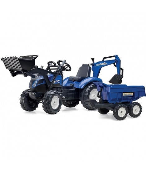 NEW HOLLAND Tractopelle a Pédales + Remorque + Excavatrice