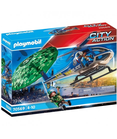 PLAYMOBIL - 70569 - City Action - Hélicoptere de police et parachutiste