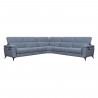 Canapé d'angle panoramique relax électrique - MELBOURNE - Tissu bleu clair -  L 293 x P 299 x H 99 cm