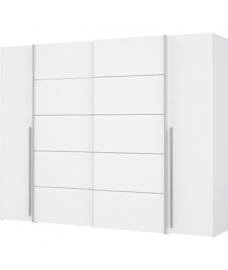 Armoire - Blanc mat -  2 portes battantes + 2 portes coulissantes - L 270,3 x P 61,2 x H 210 cm - NARAGO