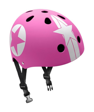 Casque Skate STAMP Pink Star avec Molette d'Ajustement - Taille 54-60 cm