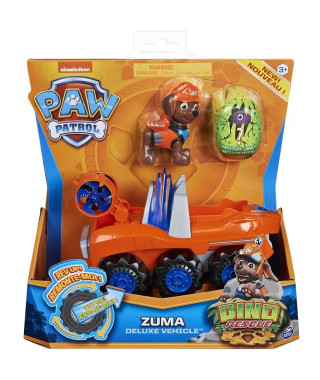 PAT PATROUILLE - VEHICULE + FIGURINE DELUXE ZUMA DINO RESCUE Paw Patrol - 6059524 - Voiture a remonter Jeu Jouet Enfant 3 ans