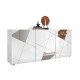 Buffet VICTORY 3 Portes Blanc Laqué brillant avec serigraphie miroir  L181 Cm