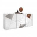 Buffet VICTORY 3 Portes Blanc Laqué brillant avec serigraphie miroir  L181 Cm