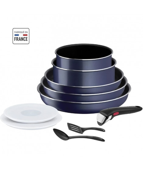 TEFAL INGENIO Batterie de cuisine 10 pieces, Revetement antiadhésif, Poele, Casserole, Ustensiles, Fabriqué en France L1579102