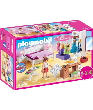 PLAYMOBIL - 70208 - Dollhouse La Maison Traditionnelle - Chambre avec espace couture