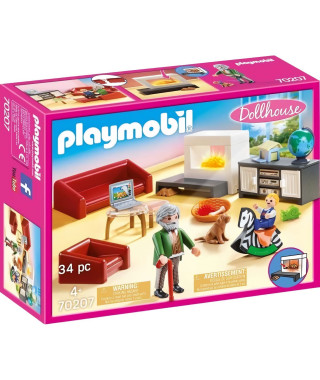 PLAYMOBIL - 70207 - Dollhouse La Maison Traditionnelle - Salon avec cheminée