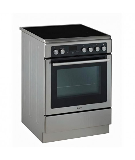 Cuisiniere Vitrocéramique WHIRLPOOL- AXMT6534/IX - 4 foyers - 6400W -Four Chaleur Pulsée Pyrolyse - 57L - A - 60x60cm -Inox