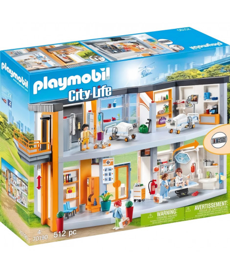 PLAYMOBIL - 70190 - City Life L'Hôpital - Hôpital aménagé - 512 pieces - Pour enfant de 4 ans et plus