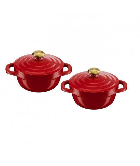 Lot de 2 mini cocottes Tefal en fonte d'aluminium 11 cm, induction + four