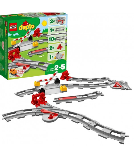 LEGO DUPLO Town Les Rails du Train Jeu de Construction - Circuit avec Brique d'Action Rouge