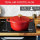 TEFAL E2544604 Air cocotte légere 24 cm fonte d'aluminium rouge, tous feux dont induction