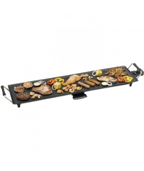 BESTRON Plancha/Plaque de cuisson teppanyaki électrique, pour 6-8 personnes, 90,5 x 23,7 cm, anti-adhésive, 1800 W - Noir