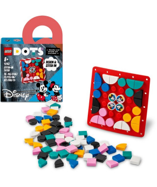 LEGO DOTS 41963 Plaque a Coudre Mickey Mouse et Minnie Mouse, Fabrication de Bijoux Enfants