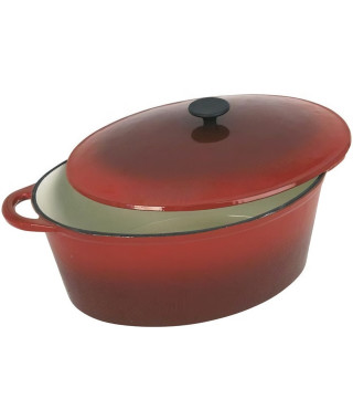 CREALYS GRAND CHEF Cocotte ovale en fonte d'acier émaillée - L 37 cm - 9 L - Rouge - Tous feux dont induction