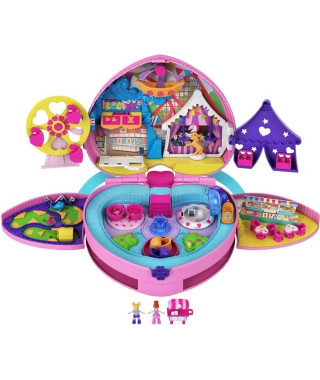 Polly Pocket - Pollyville - Coffret Fete Foraine Transportable - 4 espaces de jeu et de nombreux accessoires - Des 4 ans