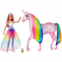 Barbie - Dreamtopia Barbie et sa Licorne Lumieres Magiques - 32 cm - Poupée Mannequin - Ds 3 ans