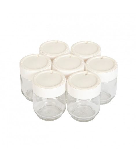 MOULINEX 7 Pots Verre + Couvercle Blanc - Yaourtieres Yogurta / Yogurteo - A14A03