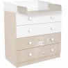 POLINI KIDS AMIS ZEN Commode a langer VOLGA 4 tiroirs avec plan a langer rabattable blanc naturel