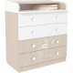 POLINI KIDS AMIS ZEN Commode a langer VOLGA 4 tiroirs avec plan a langer rabattable blanc naturel