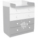 POLINI KIDS OURSON TEDDY Commode a langer VOLGA 4 tiroirs avec plan a langer rabattable blanc gris