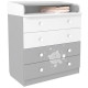 POLINI KIDS OURSON TEDDY Commode a langer VOLGA 4 tiroirs avec plan a langer rabattable blanc gris