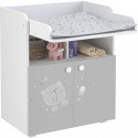 POLINI KIDS OURSON TEDDY Commode a langer POLSKA 2 portes avec plan rabattable blanc gris