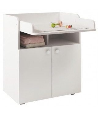 POLINI KIDS AMELI Commode a langer POLSKA 2 portes avec plan rabattable blanc